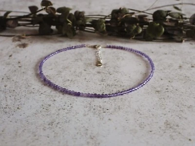 2 毫米正品紫水晶串珠修复防水水晶波西米亚脚链女式 — 第 1/3 张图片