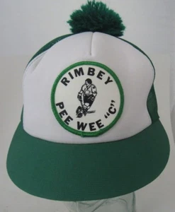 Vtg Hockey Rimbey Pee Wee "C" Pom Puff Mesh Hat Cap Patch Rare A13 - Picture 1 of 6