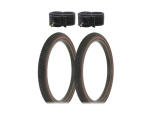 PAIR OF BLACK/RED PIN LINE BMX ALTALINE TIRE 20" X 1.95 SEMISLICK BICYCLE W/TUBE - Picture 1 of 1