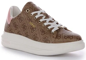 Guess Fl8Vibfal12 Vibo 4G Logo Moda Mujer Entrenador Marrón Rosa Talla 3-8 - Imagen 1 de 6