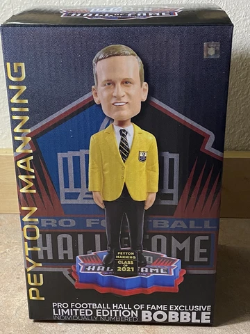 Peyton Manning Colts Broncos Ltd 2021 HOF GOLD JACKET Bobblehead Hall Of Fame Cover