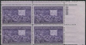 Plate Block of 4 stamps - Scott 926 - 3 cent - Motion Pictures - 1944 - MNH - Picture 1 of 1