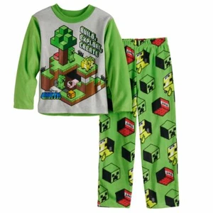 NWT Minecraft Pajamas Set Shirt Pants Creeper Pigs Boys Girl Video Game 6 10 S L - Picture 1 of 2