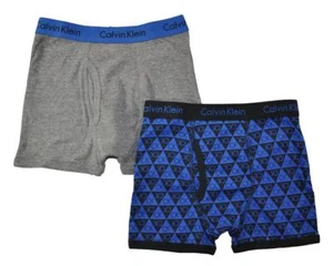 Calvin Klein Boys Gray & Blue 2 Pack Boxer Briefs Size 4/5 6/7 8/10 12/14 16/18 - Picture 1 of 1