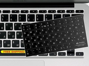 Adesivi tastiera russo inglese per laptop MAC Apple Macbook lettere bianche 0 - Foto 1 di 1