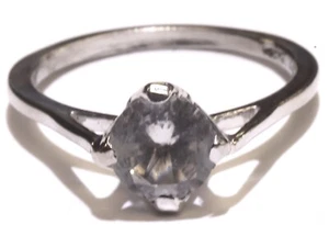 Anillo de compromiso de plata de ley 925 redondo de 6,5 mm circonitas cúbicas 2,2 g talla 6 - Imagen 1 de 12