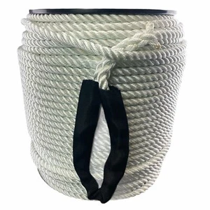 Carrete de cuerda de anclaje de cuerda de nailon blanco de 6 mm C/W 6" protegido suave ojo seleccionar longitud - Imagen 1 de 6