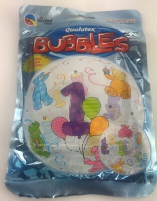 Primer Cumpleaños Bebé 1º 1 Año + Globo Estrellas Qualatex 22" Globos Burbuja Foto 1 de 4