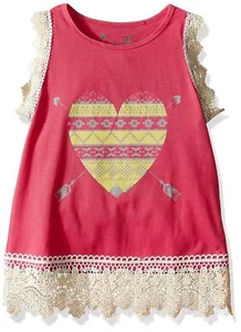 5Dream Star - Girls' Aztec Heart Screen Tank W/ Thick Crochet at Armhole - XL/6X - Picture 1 of 1