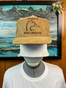 Ducks Unlimited *Sponsor* Corduroy Adjustable Strap Trucker Hat Baseball Brimmed - Picture 1 of 12
