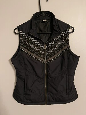 PrAna черный Fair Isle полный молнии изолированный пуховик жилет куртка - женщин большой L - Изображение 1 из 4