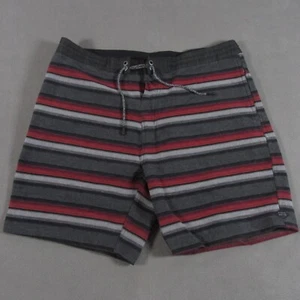 Rip Curl Hybrid Shorts Mens L Large Red Gray Stretch Walkshorts Stripe Fleece - Picture 1 of 14