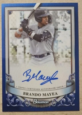 2024 Bowman Sterling Yankees Prospect Brando Mayea Blue 24/25 On Card Autograph  - Image 1 of 2