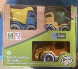 Green Toys Construction Trucks Vehicle Set 3 Pack Pretend Play Box Damaged - Picture 1 of 2