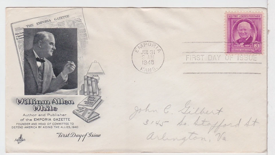 TurtlesTradingPost- William Allen White - 1948 FDC #960 - Artcraft Cachet - Image 1 of 1