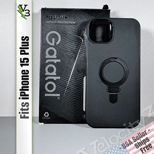 Case for iPhone 15 Plus - Black | Sleek & Slim | Magnetic O-Ring Kickstand - Picture 1 of 17