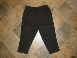 NEW Women's Large Denim 24/7 Black Elastic Waist Stretchy Capri Pants (H6) - Picture 1 of 4