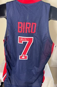 LARRY BIRD AUTOGRAPHED SIGNED USA OLYMPICS JERSEY JSA WITNESSED & BIRD HOLOGRAM - Picture 1 of 3