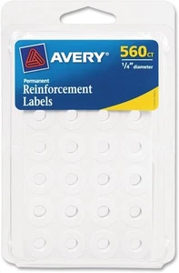 Hole Reinforcement Labels, 1/4-In., 560-Ct. White - Picture 1 of 1