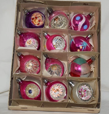 Vtg Lot 12 Santa Land Christmas Ornaments Hand Painted Mica Poland Indents!!! - Image 1 of 4