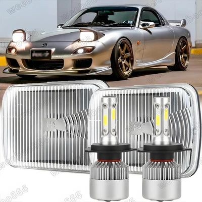 Faro LED de haz alto/bajo luces H4 6000 k para Mazda RX-7 1986-1991 5x7" 7X6 pulgadas Foto 1 de 4