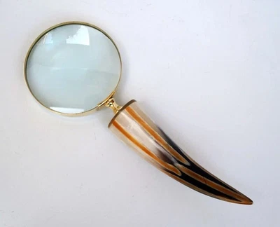 Lot of 10 Pieces Vintage Brass Magnifying Glass Magnifier With Horn Handle Gift - Image 1 of 4