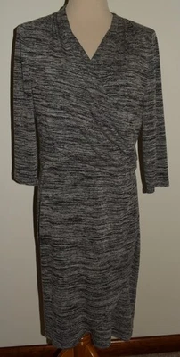 New Womens White House Black Market Dress Sz 14 Faux Wrap 3/4 Sleeve V-Neck - Image 1 of 3