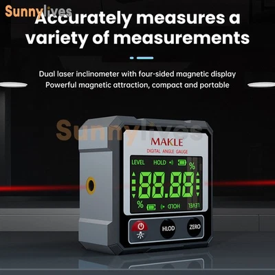 Digital Angle Finder Laser Level Gauge Inclinometer Magnetic Protractor Type-C - Image 1 of 4