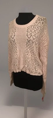 Suéter de crochê XHILARATION PULL OVER CABLE TRICÔ-ABERTO ATRÁS-ROSA-NOVO COM ETIQUETAS - Imagem 1 de 4