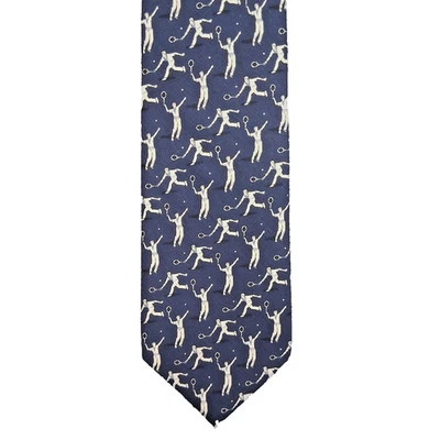 polo ralph lauren tie tennis AOP blue white 100% silk made in italy 58 x 3.5 - Image 1 of 4