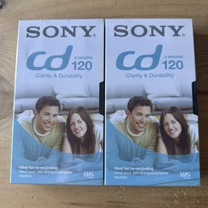 Lot De 2 Cassette Vierge Sony VHS CD 120 Sous Blister Scellé 2h - Photo 1/4
