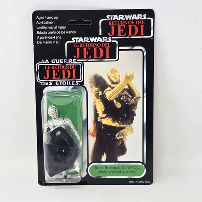 Star Wars C-3PO Tri-Logo UNPUNCHED ROTJ 79 Card Back Palitoy Vintage 1983 - Image 1 of 4