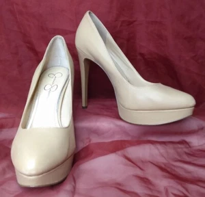 Jessica Simpson Nude Matte Leather Platform Stiletto Pumps.  Size 9.5. (BF1) - Picture 1 of 12