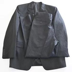 Jones New York 42R 32x32 Black Stripe 100% Wool Flannel Mens Jacket Pants Suit - Picture 1 of 12