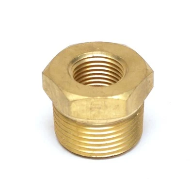 1 inch Male to 1/2 Female Npt Reducer Pipe Bushing brass fitting Water Oil Fuel - Image 1 of 4