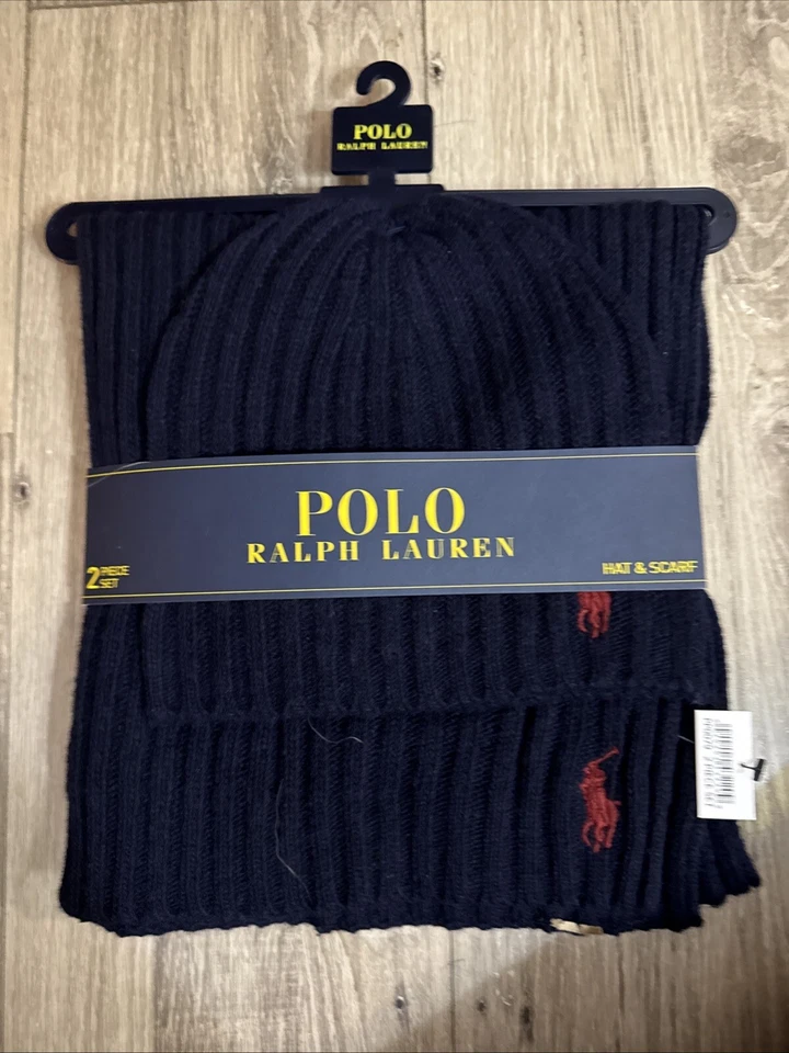 Polo Ralph Lauren Men's Beanie Hat and Scarf - Blue