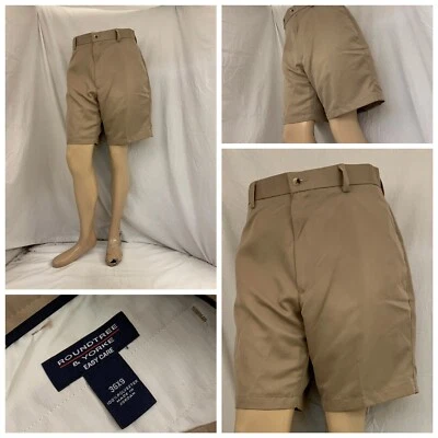 Roundtree Yorke 短裤 36 棕色平前 100% 聚酯纤维全新无标签 YGI N1-111 — 第 1/4 张图片