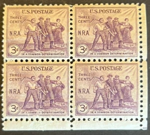 Scott#: 732 - National Recovery Act 3¢ 1933 BPE Block of Four MNHOG - Lot 11 - Picture 1 of 2