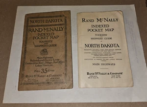 c.1923 NORTH DAKOTA RAND McNALLY MAP w/ BOOK ROAD POCKET TOURIST SHIPPER INDEXED - Picture 1 of 22