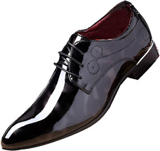 Men Fashion Dress Business Shoe Pointed Toe Floral Patent Leather Lace Up... 