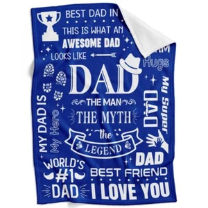 Fathers Day Blankets for Dad from Daughter & Son Super Soft and Cozy Letter T... - Picture 1 of 7