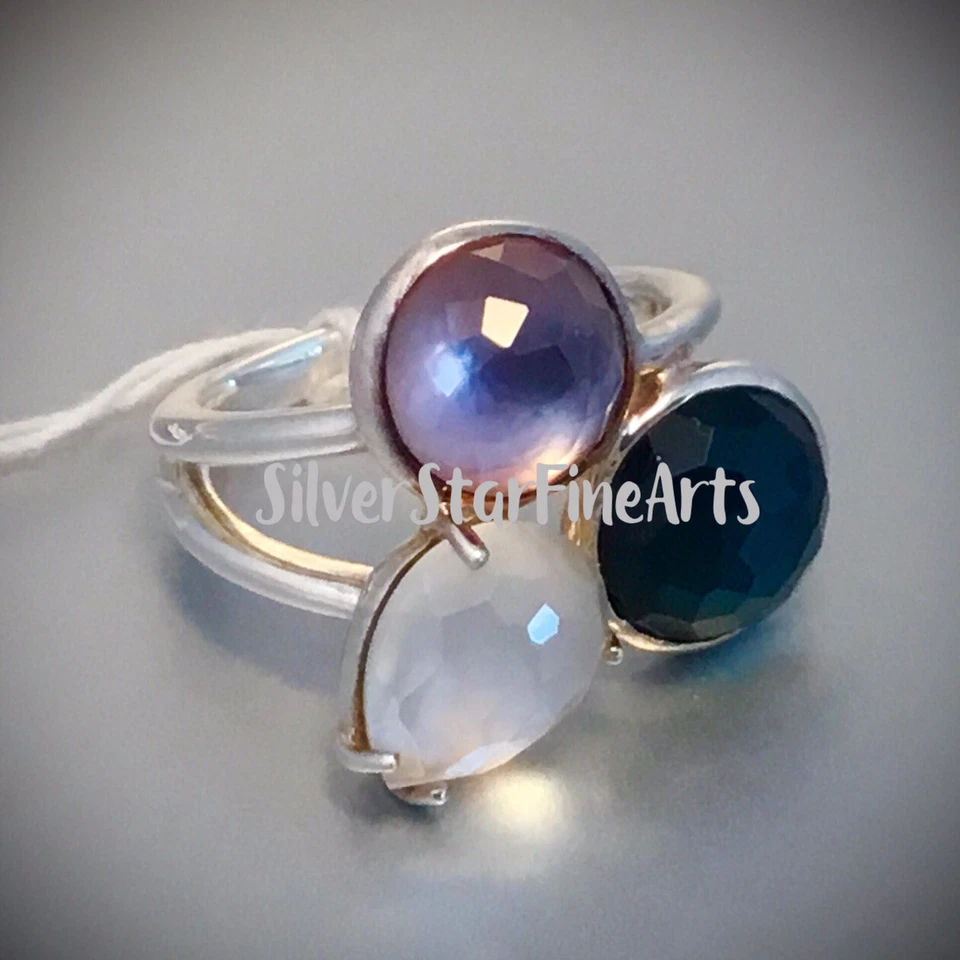 NWT IPPOLITA STERLING SILVER ROCK CANDY 3-STONE LUSTER RING IN MONACO - Image 1 of 4