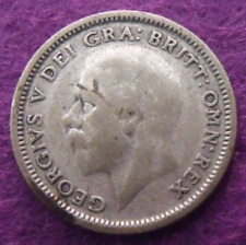 1927 GEORGE V SILVER SIXPENCE  ( 50% Silver )  British 6d Coin.   589