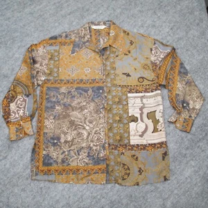 Express CIE Silk Blouse Womans Size M Multicolor 100% Silk Korea Made Vintage - Picture 1 of 12