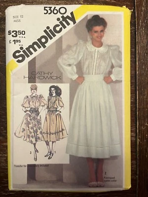 Simplicity 5360 UNCUT Sewing Pattern, Misses' Blouse & Full Skirt, Size 12 - Image 1 of 2