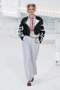 Auth Chanel 21s CC Logo Stripe Flare Pants P70695 - Size 42 - Picture 1 of 17