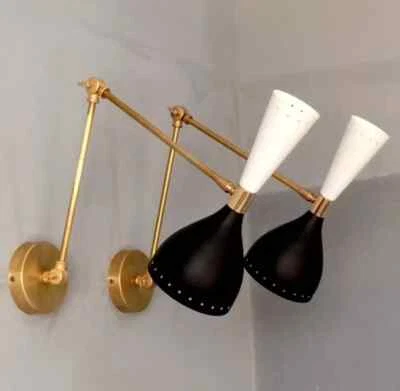 Italian Diabolo 1950'S Mid-Century-Modern Brass Stilnova Wall Fixture - Image 1 of 4