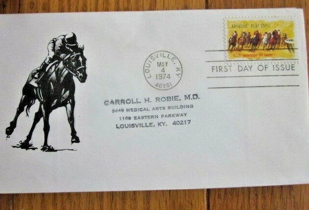 KENTUCKY DERBY CHURCHILL DOWNS LOUISVILLE KENTUCKY '74 UNKNOWN JOCKEY CACHT  FDC - Image 1 of 1