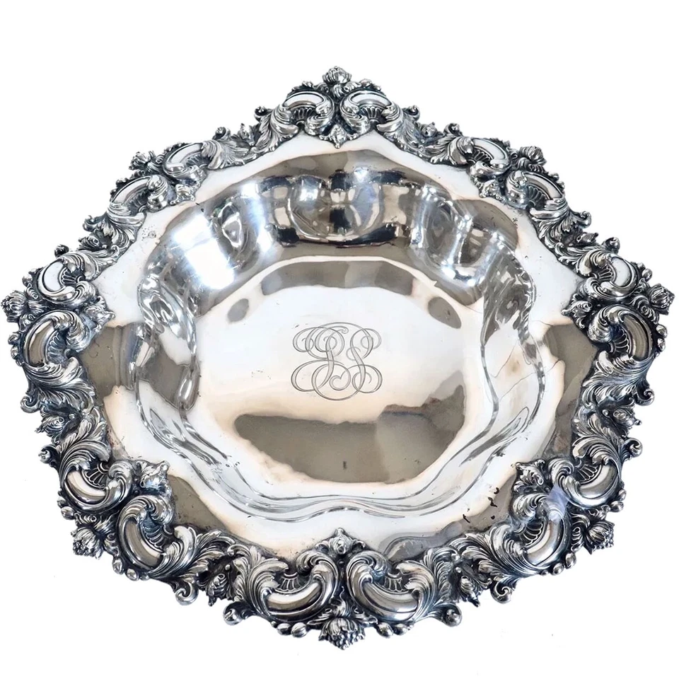 Antiguo cuenco americano Frank W. Smith para J. E. Caldwell de plata esterlina de 16 pulgadas Foto 1 de 4