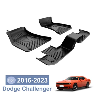 Fit For Dodge Challenger 2016-2023 RWD Car 3D All Weather TPE Floor Mats Carpet - Image 1 of 4